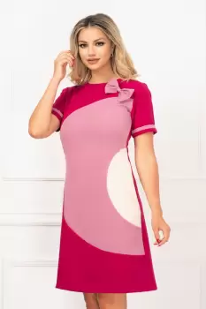 Rochie de zi InPuff in A cu insertii lila si alb imagine