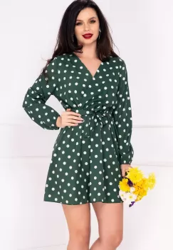Rochie de zi verde cu buline albe imagine
