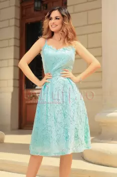 Rochie eleganta din dantela verde menta imagine