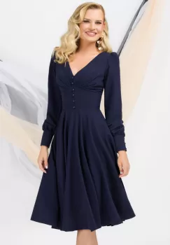 Rochie eleganta Pretty Girl bleumarin in clos cu anchior si nasturi imagine