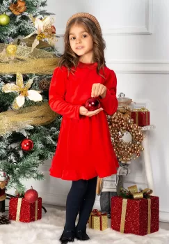 Rochie fetita din catifea Fiolla in clos cu guler imagine