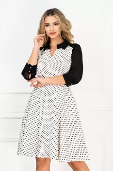 Rochie InPuff de zi in clos cu imprimeu buline si maneci din voal imagine