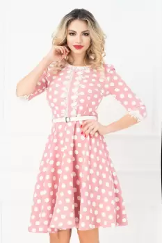 Rochie MBG in clos roz cu buline si broderie aplicata imagine