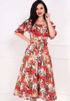 Rochie midi de zi Effect in clos cu imprimeu floral imagine