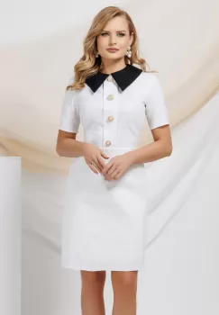 Rochie office Pretty Girl usor evazata din tesatura texturata din bumbac imagine