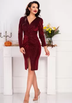 Rochie stralucitoare Pretty Girl conica din lycra cu decolteu petrecut imagine