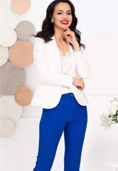 Sacou dama office elegant alb cambrat imagine