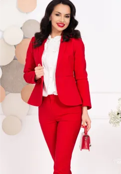 Sacou dama office elegant rosu cambrat imagine