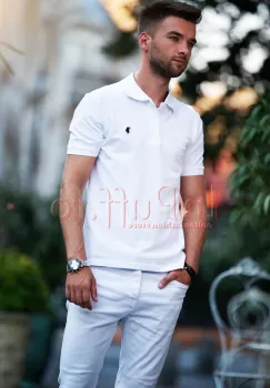 Tricou barbatesc Polo alb imagine