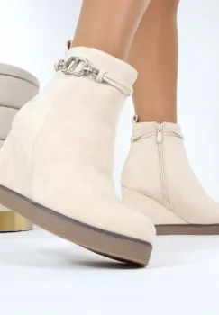 Botine bej cu plaforma Ozina imagine