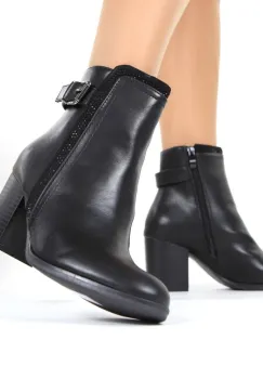 Botine negre cu toc Farania imagine