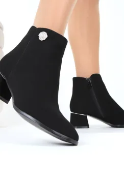 Botine negre cu toc Samyna imagine