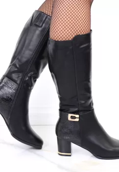 Cizme negre imblanite Sonita imagine