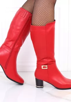 Cizme rosii imblanite Sonita imagine