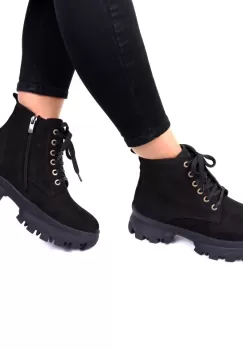 Ghete piele naturala intoarsa negre Colandra imagine