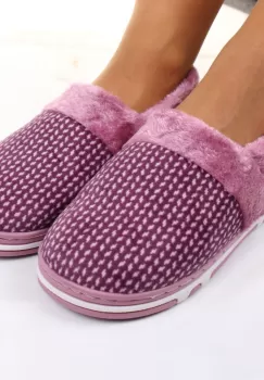 Mocasini de casa cu blanita mov Iaremia imagine