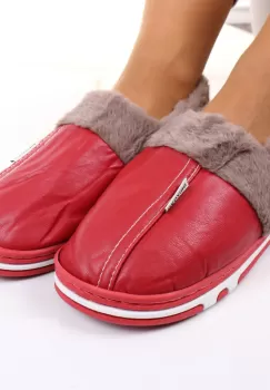 Mocasini de casa cu blanita rosii Casi imagine