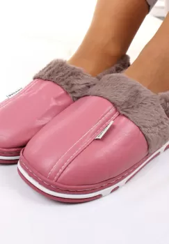 Mocasini de casa cu blanita roz Casi imagine
