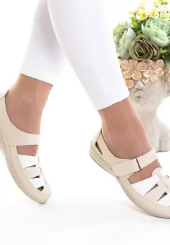 Pantofi bej piele ecologica Florena imagine