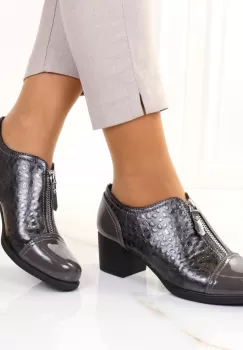 Pantofi cu toc patrat gri Nedina imagine