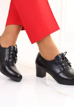 Pantofi cu toc patrat negri Calina imagine