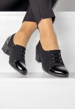 Pantofi negri cu toc patrat Radin imagine