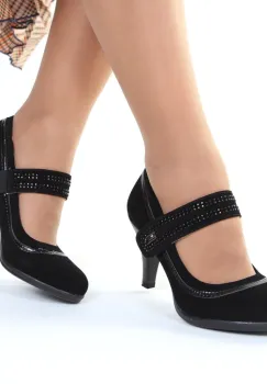 Pantofi negri cu toc Velina imagine