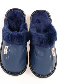 Papuci de casa cu blanita bleumarin Niana imagine