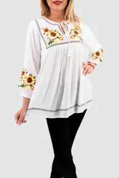 Bluza tip ie cu broderie florala - Lavinia 3 imagine