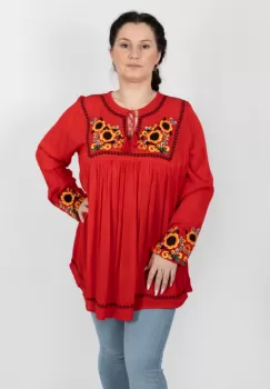 Bluza tip ie cu broderie florala - Lavinia 5 imagine