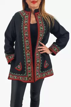 Sacou Pardesiu brodat cu motive traditionale 7 imagine