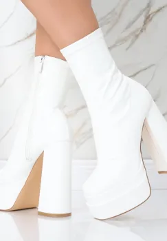 Botine Dama Albe din Piele Ecologica Adinda imagine