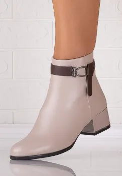 Botine Dama Bej din Piele Ecologica Vivienna imagine