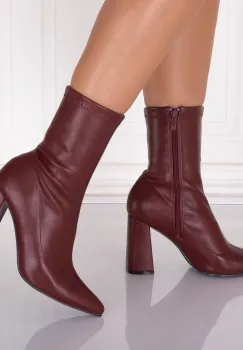 Botine dama Bordo din Piele ecologica Rumia imagine
