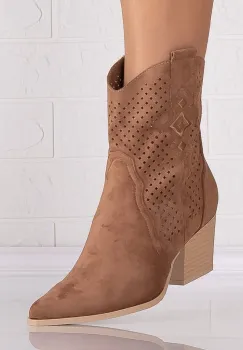 Botine dama Camel din Piele Ecologica Intoarsa Jure imagine