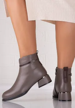 Botine Dama Gri din Piele Ecologica Bonie imagine