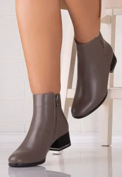 Botine Dama Gri din Piele Ecologica Eleta imagine