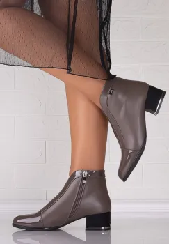 Botine Dama Gri din Piele Ecologica Elia imagine