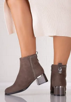 Botine Dama Imblanite Maro din Piele Ecologica Intoarsa Manila imagine