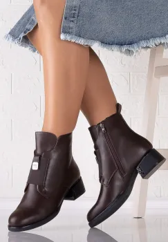 Botine dama Imblanite Maro din Piele Ecologica Rosania imagine