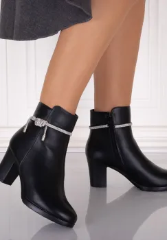 Botine Dama Imblanite Negre din Piele Ecologica Ablona imagine