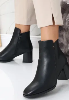 Botine Dama Imblanite Negre din Piele Ecologica Ailoca imagine