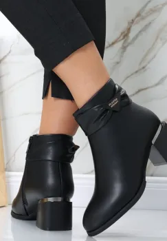 Botine Dama Imblanite Negre din Piele Ecologica Avinca imagine