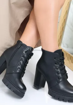 Botine Dama Imblanite Negre din Piele Ecologica Ayova imagine