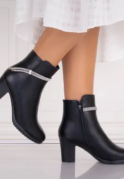 Botine Dama Imblanite Negre din Piele Ecologica Eniola imagine