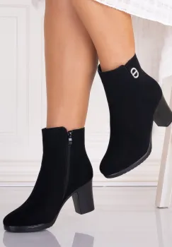 Botine Dama Imblanite Negre din Piele Ecologica Intoarsa Delois imagine