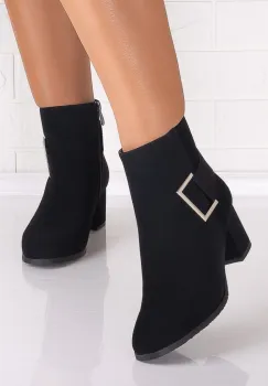 Botine Dama Imblanite Negre din Piele Ecologica Intoarsa Hanoia imagine
