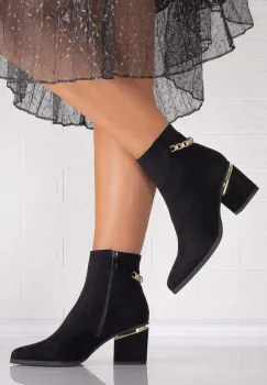 Botine Dama Imblanite Negre din Piele Ecologica Intoarsa Helsica imagine