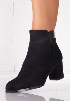 Botine Dama Imblanite Negre din Piele Ecologica Intoarsa Mediva imagine