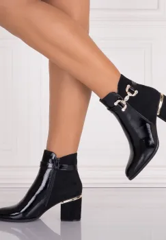 Botine Dama Imblanite Negre din Piele Ecologica Lacuita Alemea imagine